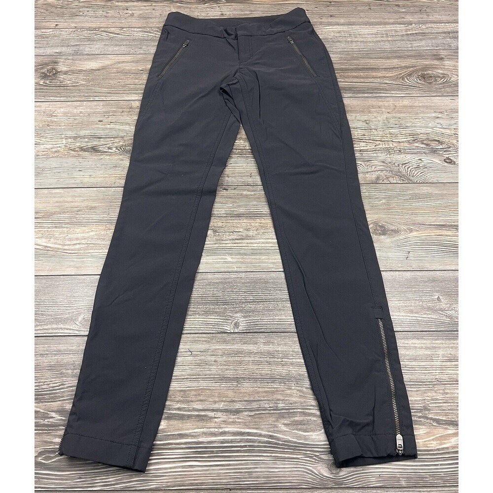 Athleta Women's Athletic Pants Sz 2 Black Zip Leg Bottoms Pockets Nylon/Spandex